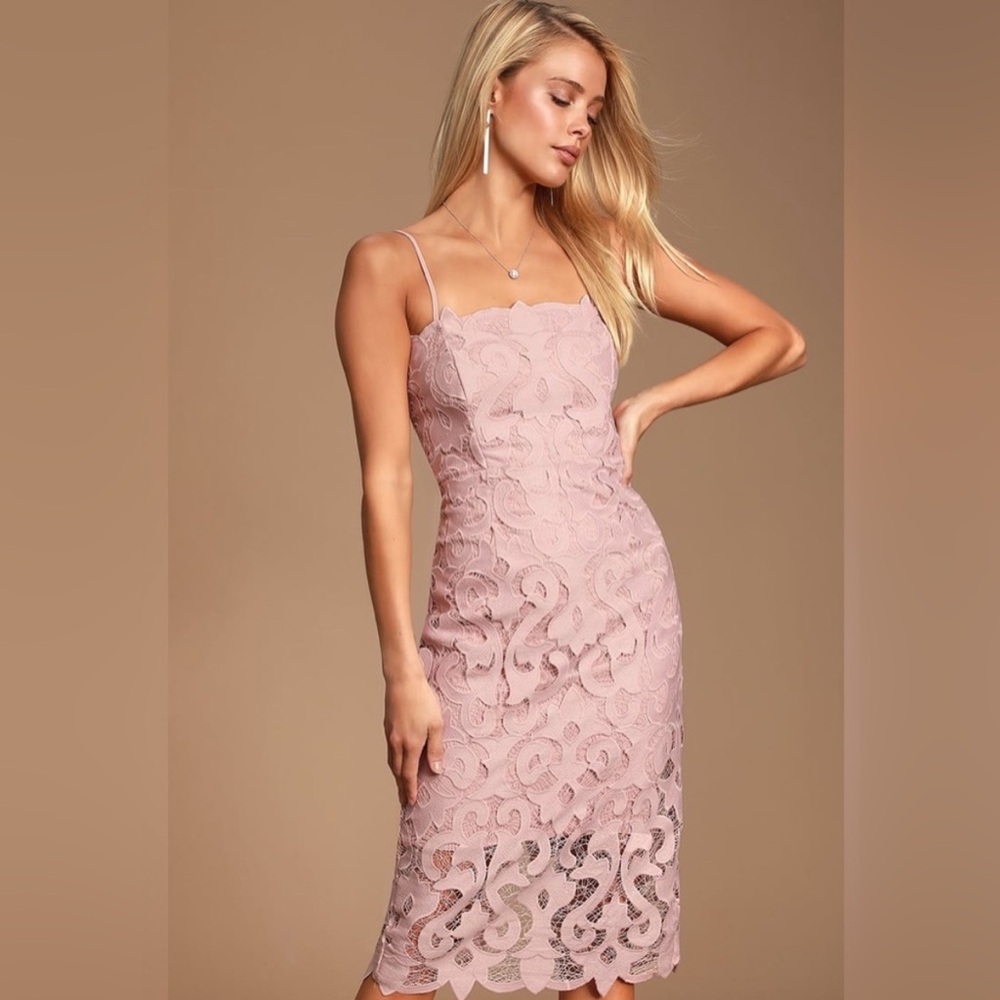 Bardot Lina Blush Lace Midi Dress